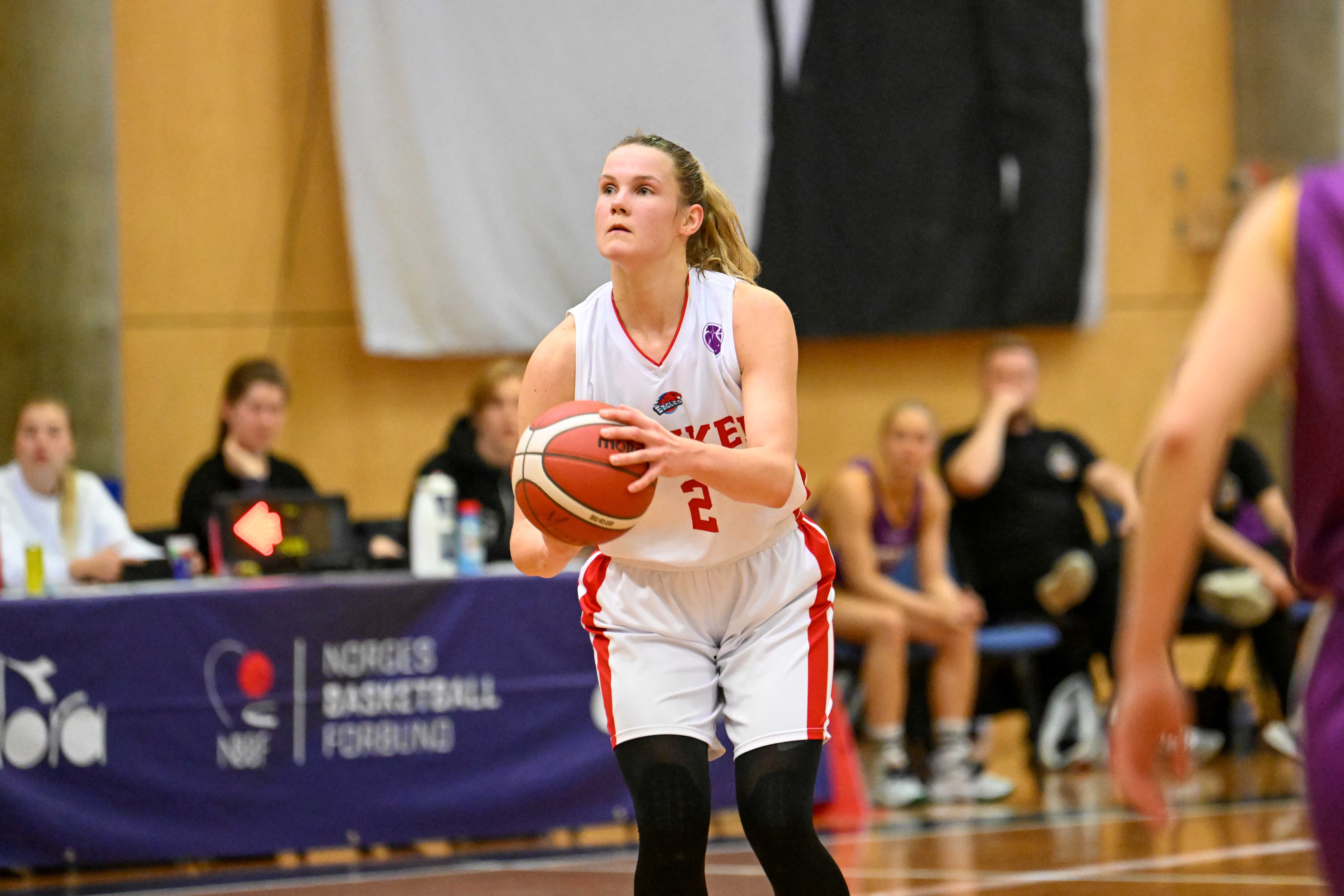 Stine Austgulen hadde 14 poeng i første periode og endte som toppscorer med 28 da Ulriken Eagles slo Ullern 82-55 i Ullern Flerbrukshall lørdag. Bildet er fra en tidligere kamp.
FOTO: LARS RUNE SKAUG 